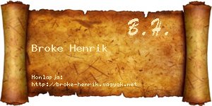 Broke Henrik névjegykártya